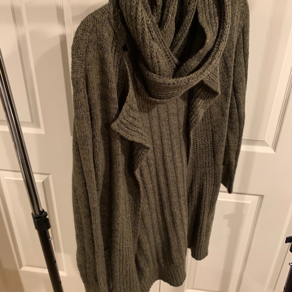 Cardigan With Attached Matching Scarf